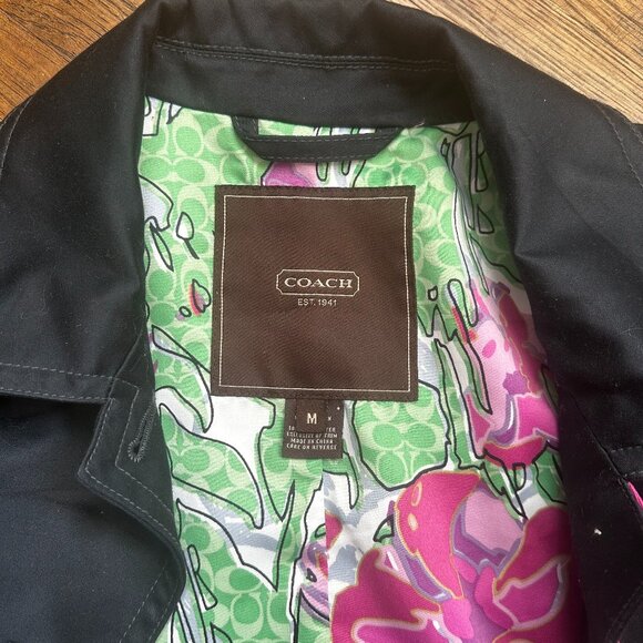 COACH Navy Blue, Fully Lined, Trench/ Car Coat SZ M - Picture 2 of 5